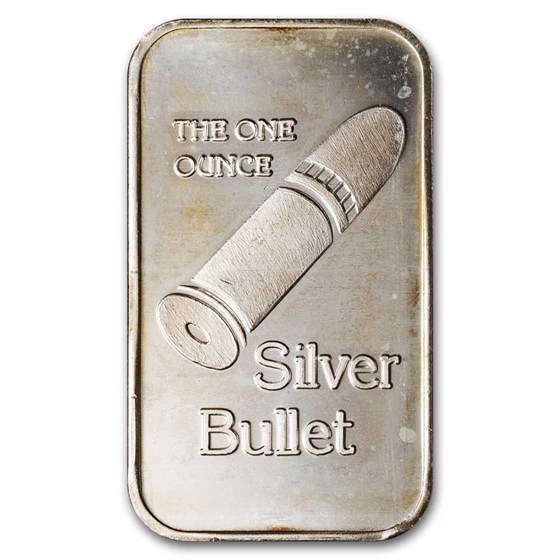 Buy 1 oz Silver Art Bar - Silver Bullet (w/No Rays, Plain Back) | APMEX