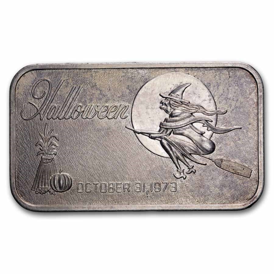 1 oz Silver Art Bar - Vintage Halloween (Random Motif)