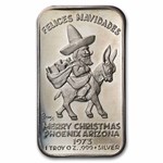 1 oz Silver Bar - 1973 Felices Navidades Letcher Mint