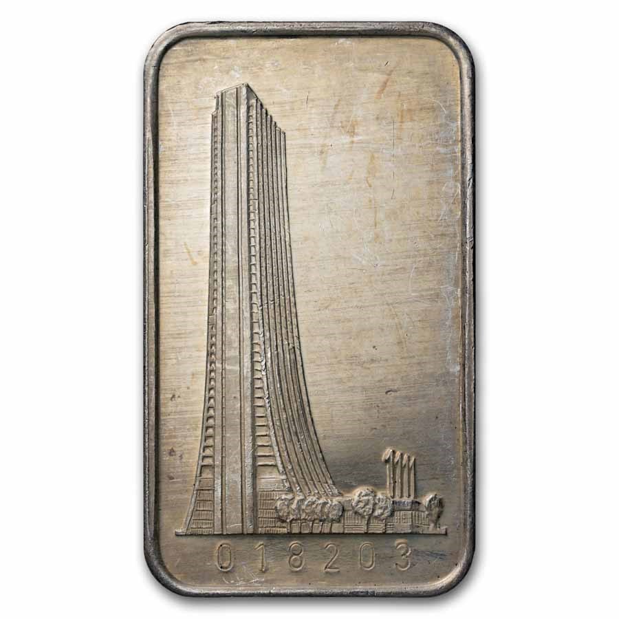1 oz Silver Bar - 1st National Bank of Chicago (Random, Scruffy)