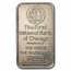 1 oz Silver Bar - 1st National Bank of Chicago (Random, Scruffy)