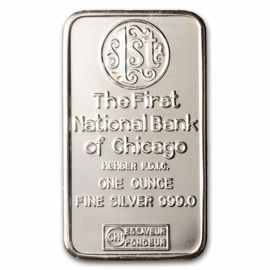 珍品　1988 Chicago Board of Trade 銀貨 1オンス Buy 1 oz Silver Bar - 1st National Bank of Chicago | APMEX