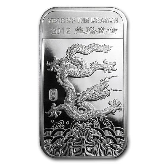 1 oz Silver Bar - APMEX (2012 Year of the Dragon)