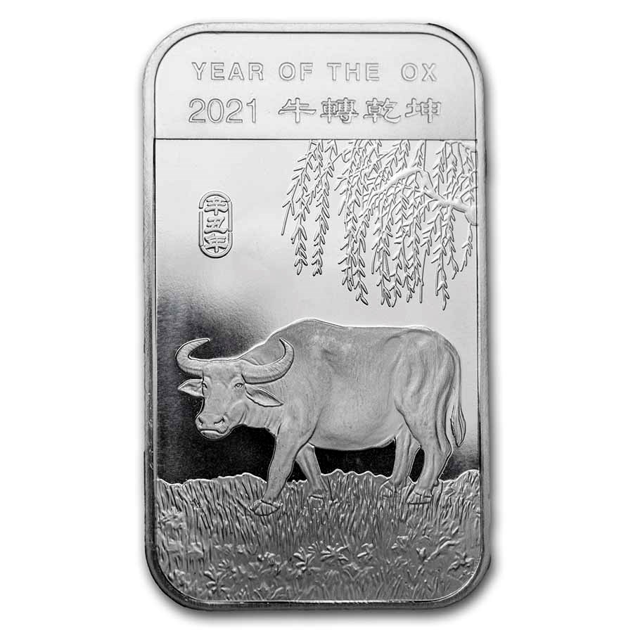 1 oz Silver Bar - APMEX (2021 Year of the Ox)