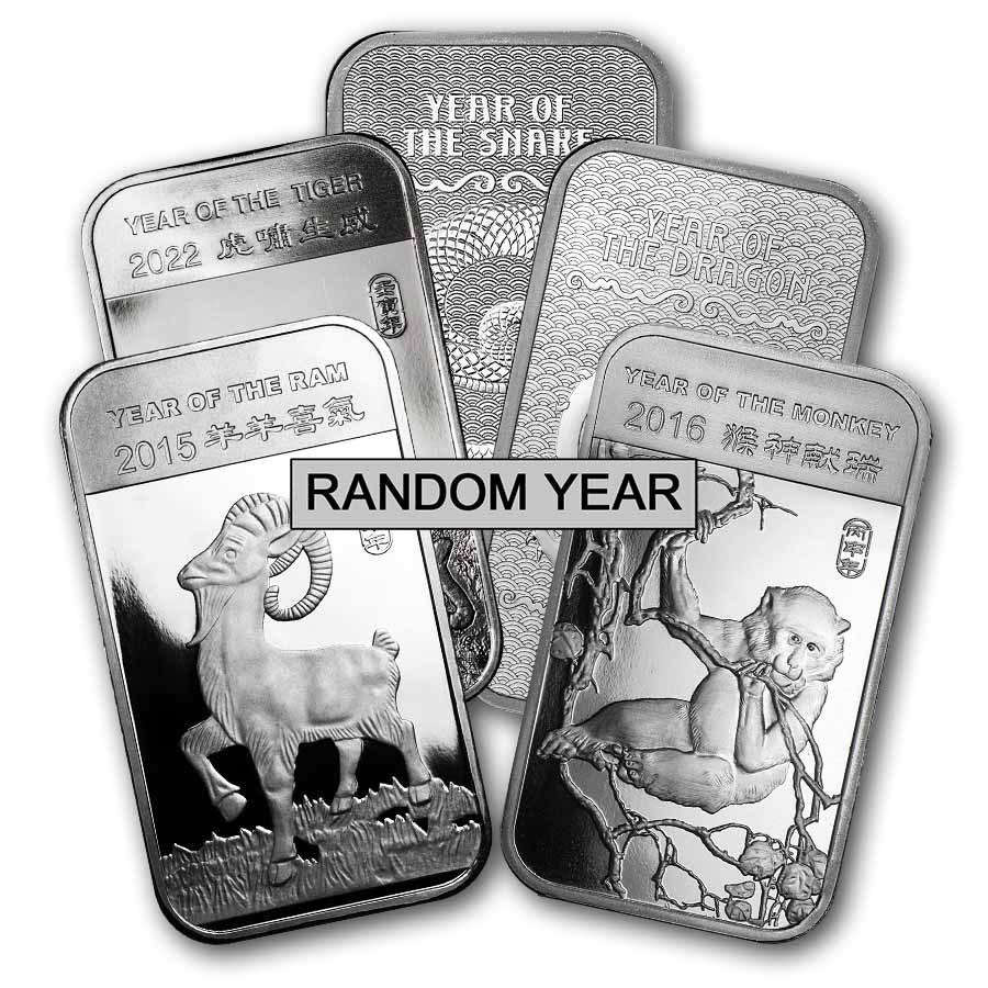 1 oz Silver Bar - APMEX (Lunar Series, Random Year)