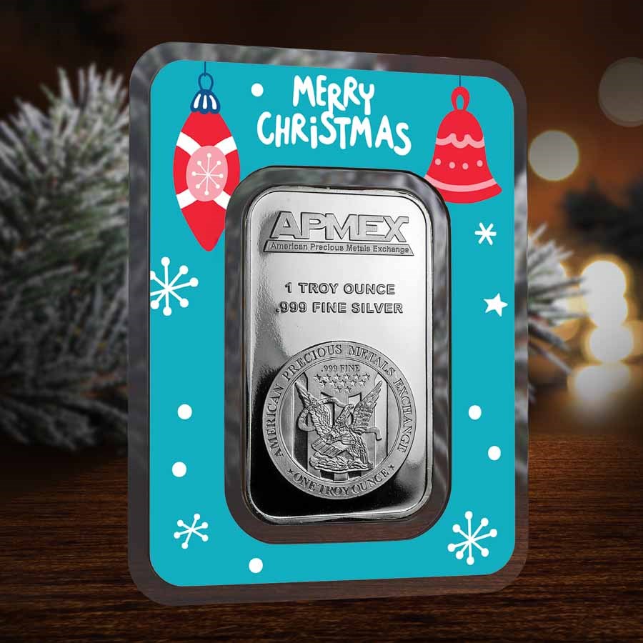 1 oz Silver Bar - APMEX (w/Christmas Ornaments Card, In TEP)