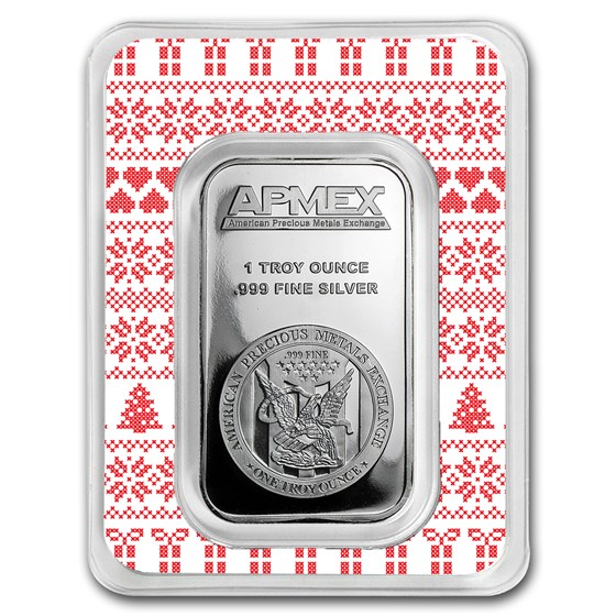 1 oz Silver Bar - APMEX (w/Holiday Sweater Pattern Card, In TEP) 1 oz Silver Bar - APMEX (w/Holiday Sweater Pattern Card, In TEP)