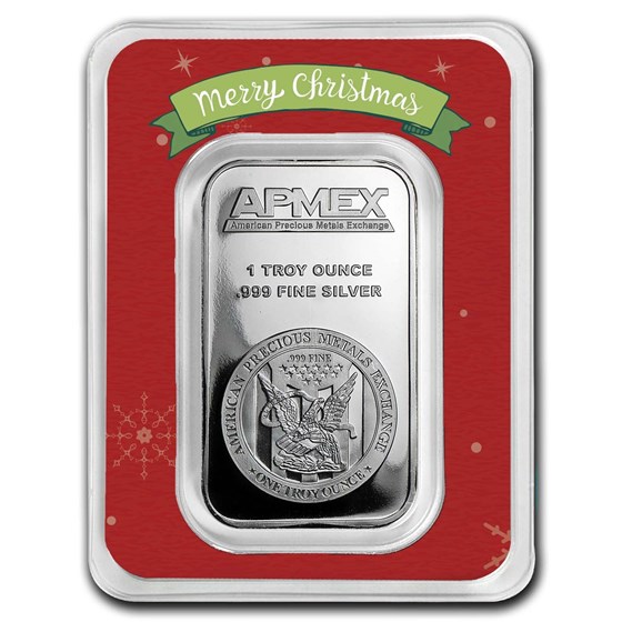 1 oz Silver Bar - APMEX (w/Red Merry Christmas Card, In TEP) 1 oz Silver Bar - APMEX (w/Red Merry Christmas Card, In TEP)