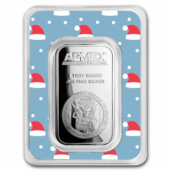 1 oz Silver Bar - APMEX (w/Santa Caps Card, In TEP) 1 oz Silver Bar - APMEX (w/Santa Caps Card, In TEP)