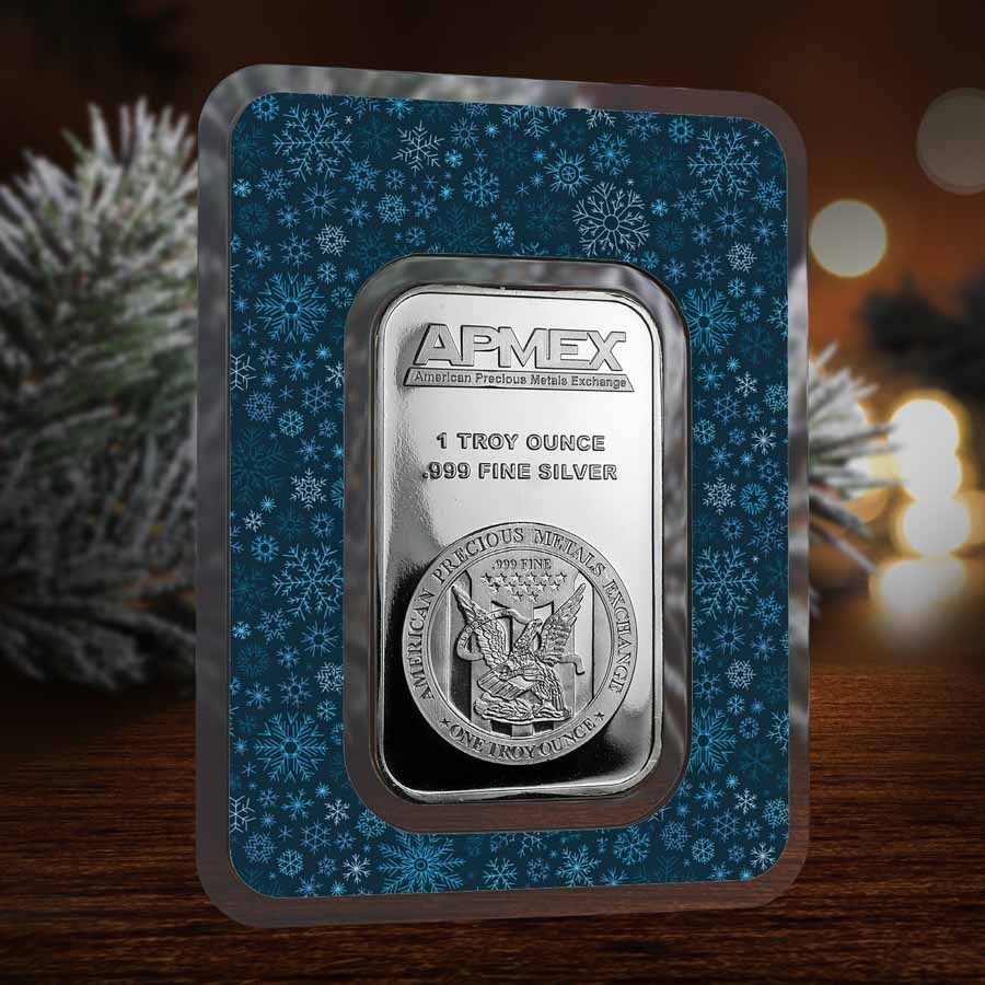 1 oz Silver Bar - APMEX (w/Snowflakes Card, In TEP)