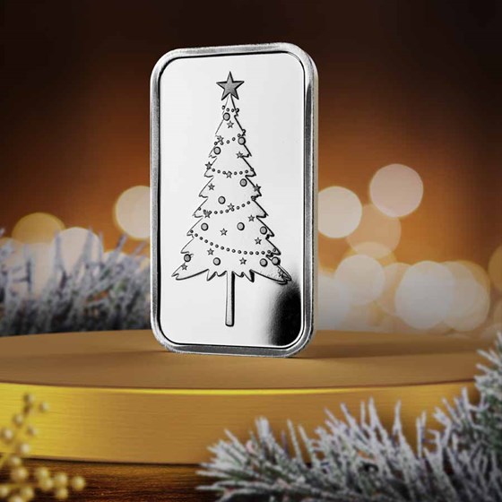 1 oz Silver Bar - Christmas Tree