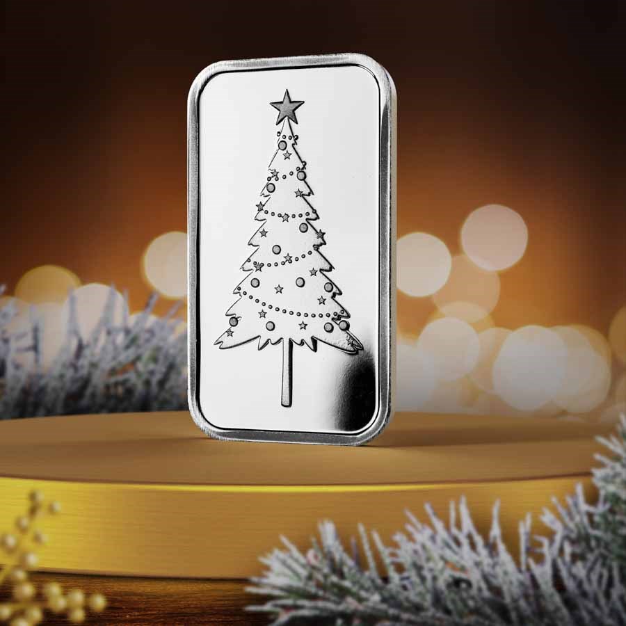 1 oz Silver Bar - Christmas Tree