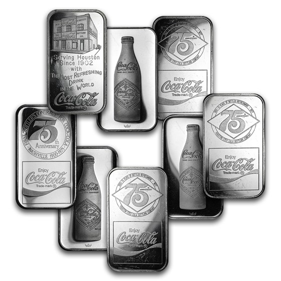 1 oz Silver Bar - Coca Cola (Random Motif) 1 oz Silver Bar - Coca Cola (Random Motif)