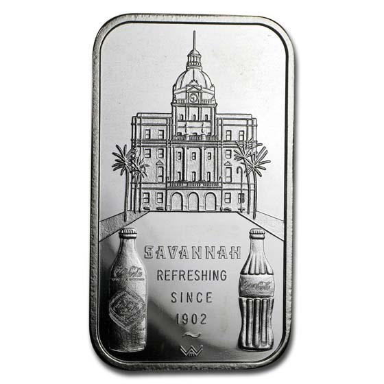 1 oz Silver Bar - Coca Cola (Savannah, GA) 1 oz Silver Bar - Coca Cola (Savannah, GA)