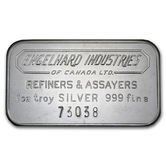 1 oz Silver Bar - Engelhard Industries of Canada (Wide, 5-digit)