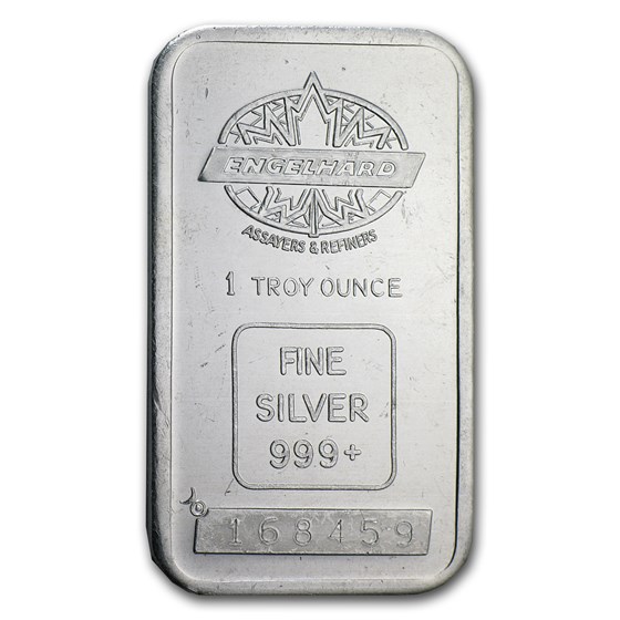 1 oz Silver Bar - Engelhard (Tall, Maple Design, Smooth, Border) 1 oz Silver Bar - Engelhard (Tall, Maple Design, Smooth, Border)