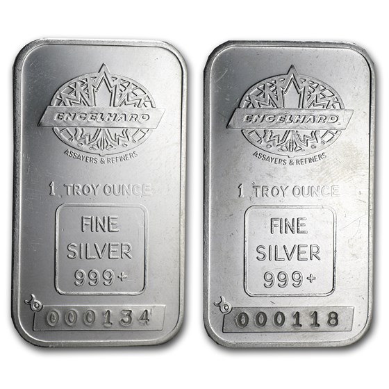 1 oz Silver Bar - Engelhard (Tall/Maple/Smooth/Low Serial #) 1 oz Silver Bar - Engelhard (Tall/Maple/Smooth/Low Serial #)