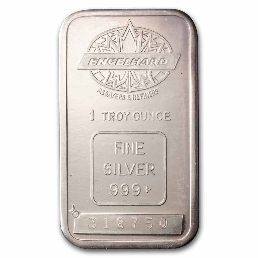 1 oz Silver Bar - Engelhard (Tall/Maple/Smooth/Sealed)