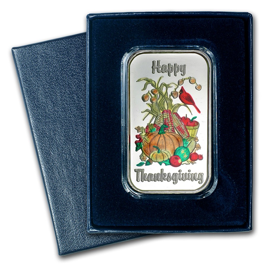 Buy 1 oz Silver Bar - Happy Thanksgiving (Enameled, w/Box & Capsule ...