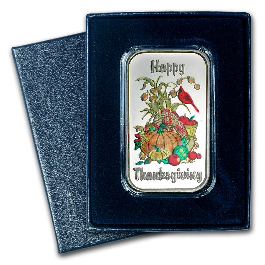 Thanksgiving Silver Rounds Buy 1 oz Silver Bar - Happy Thanksgiving (Enameled, w/Box & Capsule ...