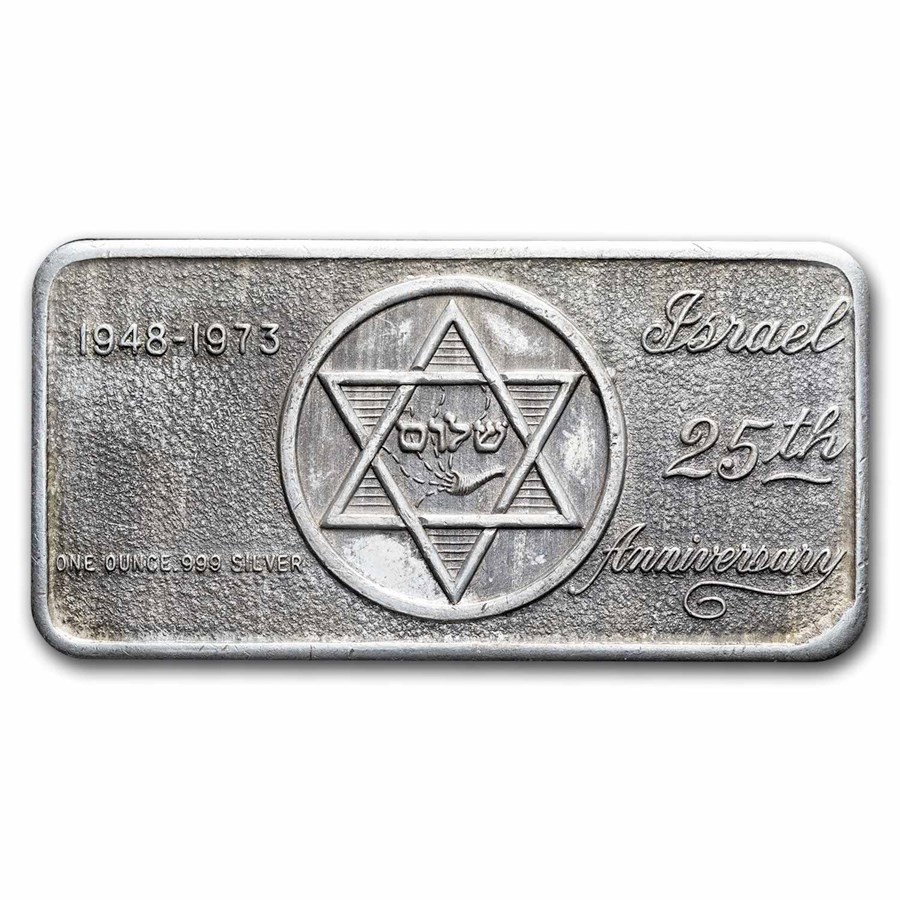 1 oz Silver Bar - Israel (Star of David, Frosted, 25th Anniv)