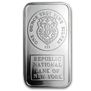 1 oz Silver Bar - Johnson Matthey (Republic National Bank of NY) 1 oz Silver Bar - Johnson Matthey (Republic National Bank of NY)