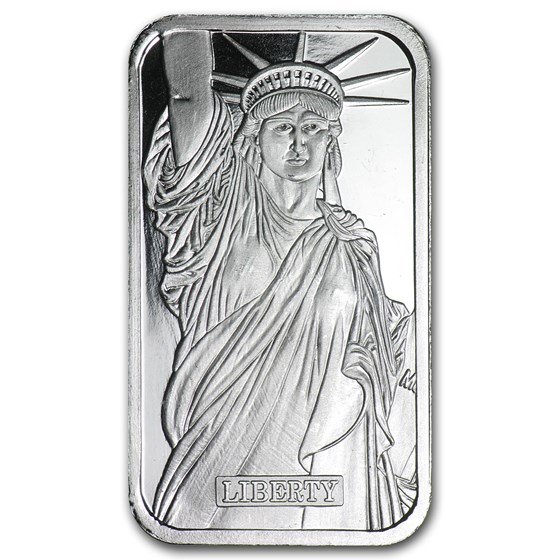1 oz Silver Bar - Johnson Matthey (Statue of Liberty, MTB, JM) 1 oz Silver Bar - Johnson Matthey (Statue of Liberty, MTB, JM)