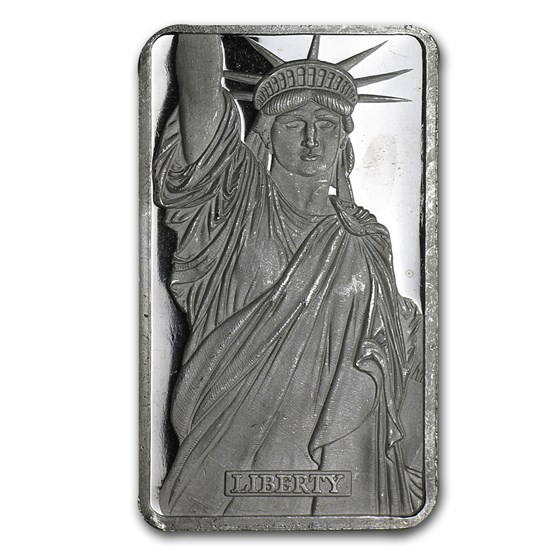 1 oz Silver Bar - Johnson Matthey (Statue of Liberty, MTB, MA) 1 oz Silver Bar - Johnson Matthey (Statue of Liberty, MTB, MA)