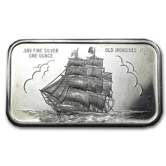 1 oz Silver Bar - Old Ironsides Ship 1 oz Silver Bar - Old Ironsides Ship