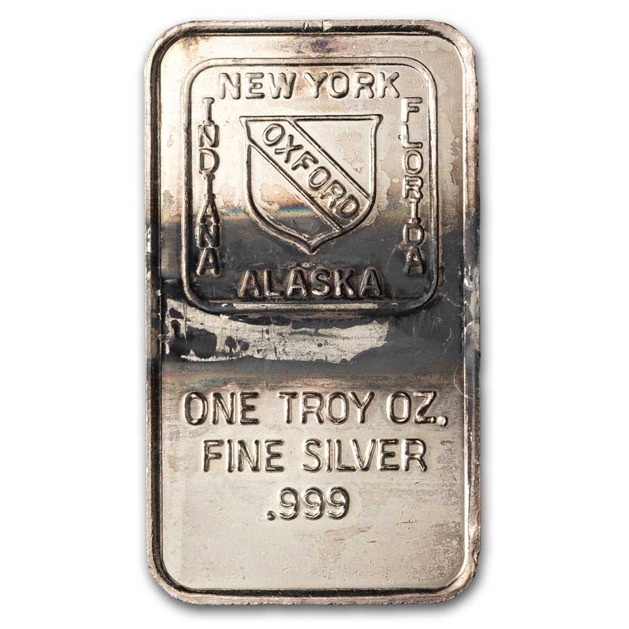 1 oz Silver Bar - Oxford Mint (Random Motif, Scruffy)