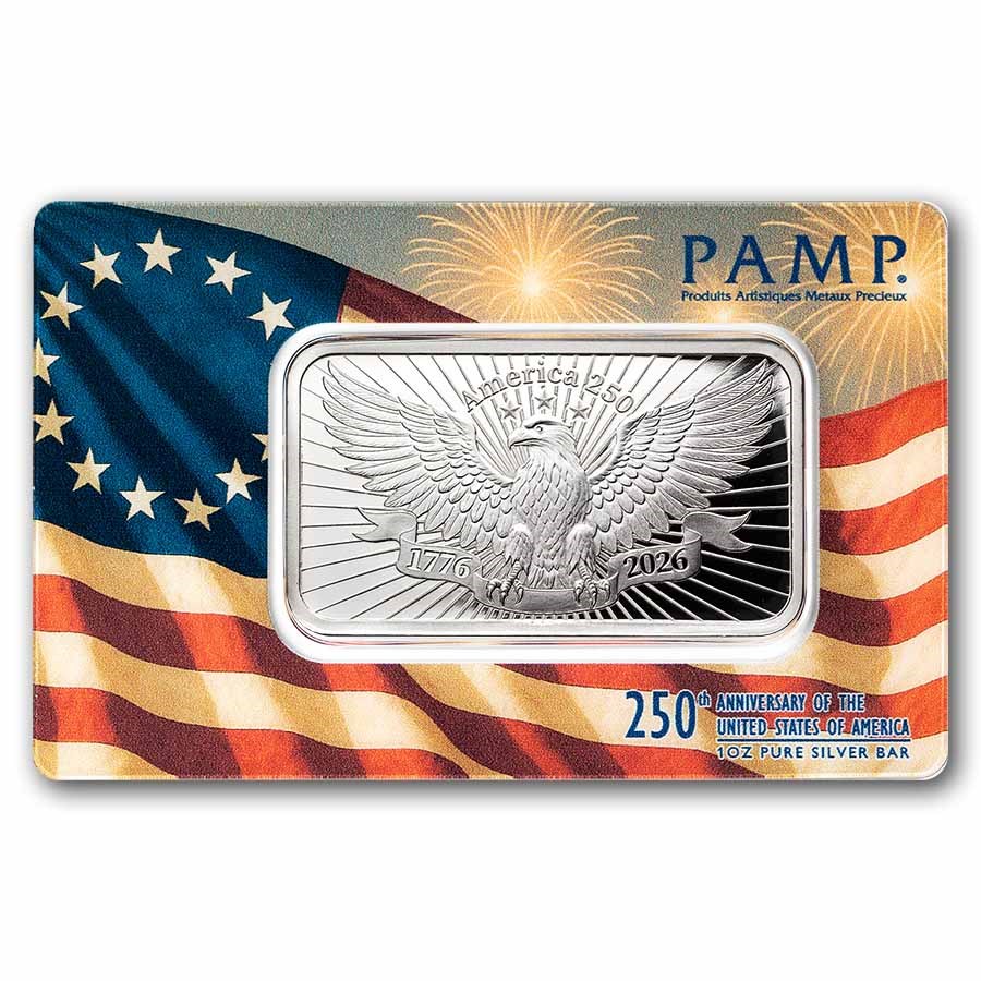 1 oz Silver Bar - PAMP 250th Anniversary of the USA - WS