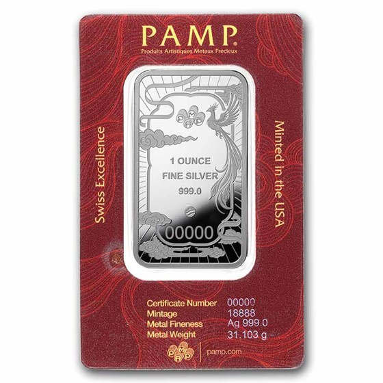 Buy 1 oz Silver PAMP Suisse Good Luck Phoenix Bar | APMEX