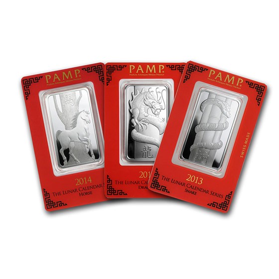 1 oz Silver Bar - PAMP Suisse (Lunar, Random Design) 1 oz Silver Bar - PAMP Suisse (Lunar, Random Design)