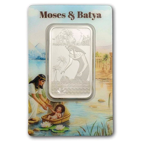 1 oz Silver Bar - PAMP Suisse Moses & Batya (In Assay w/ Sleeve)