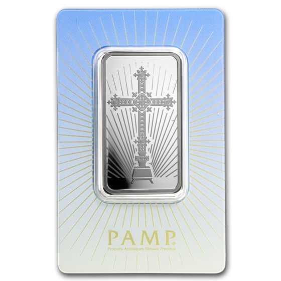 1 oz Silver Bar - PAMP Suisse Religious Series (Romanesque Cross) 1 oz Silver Bar - PAMP Suisse Religious Series (Romanesque Cross)