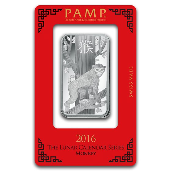 1 oz Silver Bar - PAMP Suisse (Year of the Monkey) 1 oz Silver Bar - PAMP Suisse (Year of the Monkey)