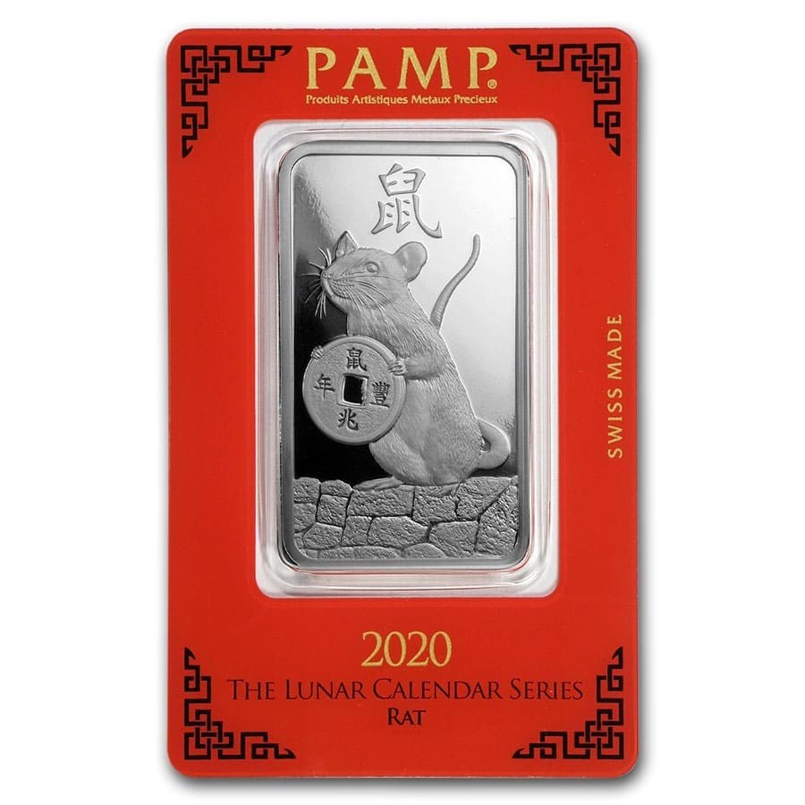 1 oz Silver Bar - PAMP Suisse (Year of the Rat)