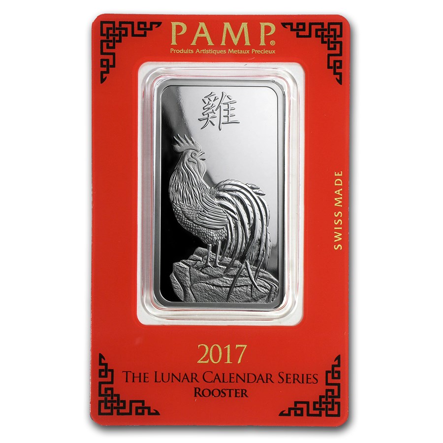 1 oz Silver Bar - PAMP Suisse (Year of the Rooster)