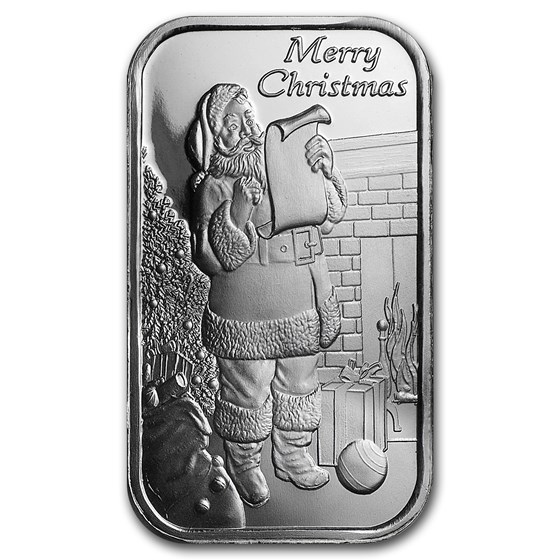 1 oz Silver Bar - Santa Claus (w/Green Pouch & Capsule) 1 oz Silver Bar - Santa Claus (w/Green Pouch & Capsule)