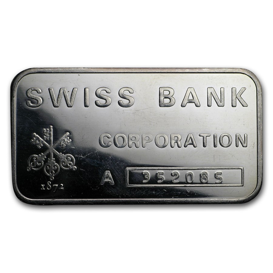 1 oz Silver Bar - Swiss Bank Corporation