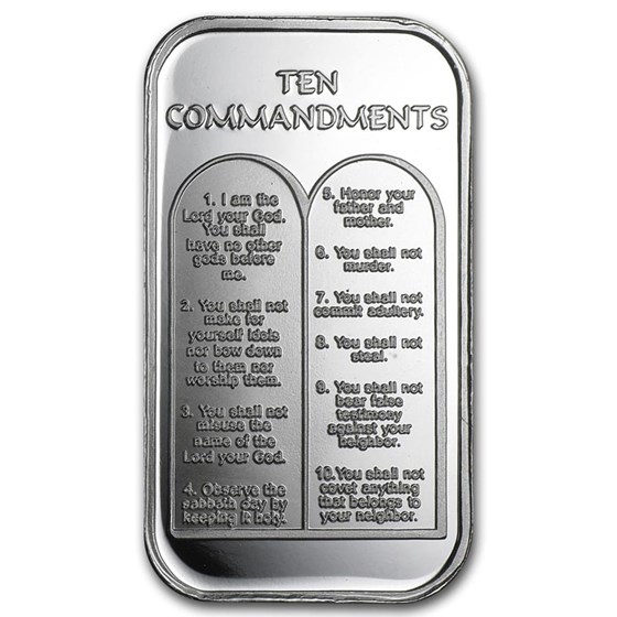 1 oz Silver Bar - Ten Commandments