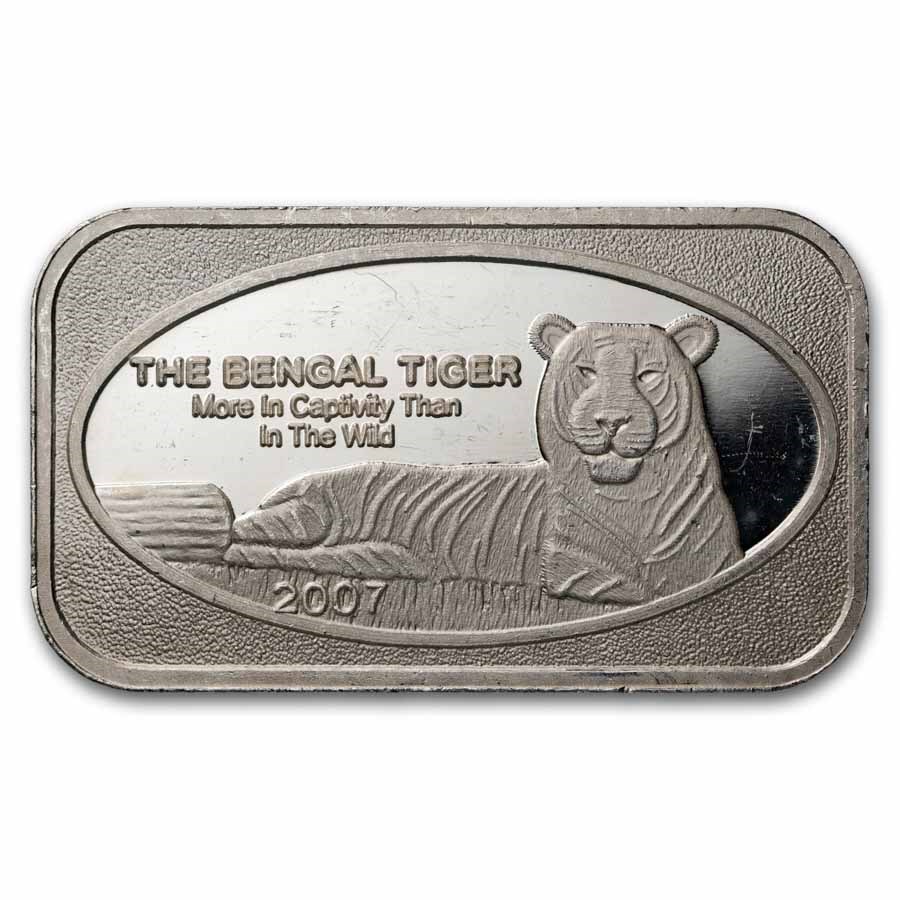 1 oz Silver Bar - The Bengal Tiger (DT Mint)