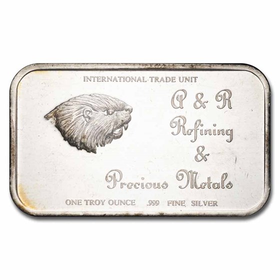 1 oz Silver Bar - Vintage Beaver A&R Refining & Precious Metals 1 oz Silver Bar - Vintage Beaver A&R Refining & Precious Metals