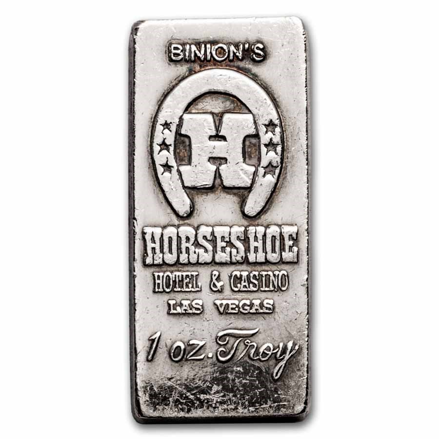 1 oz Silver Bar - Vintage Binon's Horseshoe Hotel & Casino