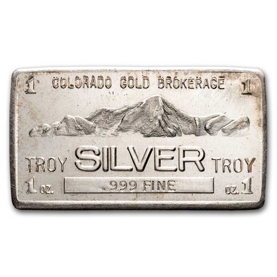 1 oz Silver Bar - Vintage Colorado Gold Brokerage 1 oz Silver Bar - Vintage Colorado Gold Brokerage