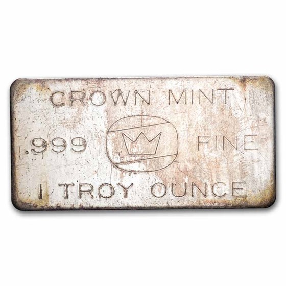 1 oz Silver Bar - Vintage Crown Mint