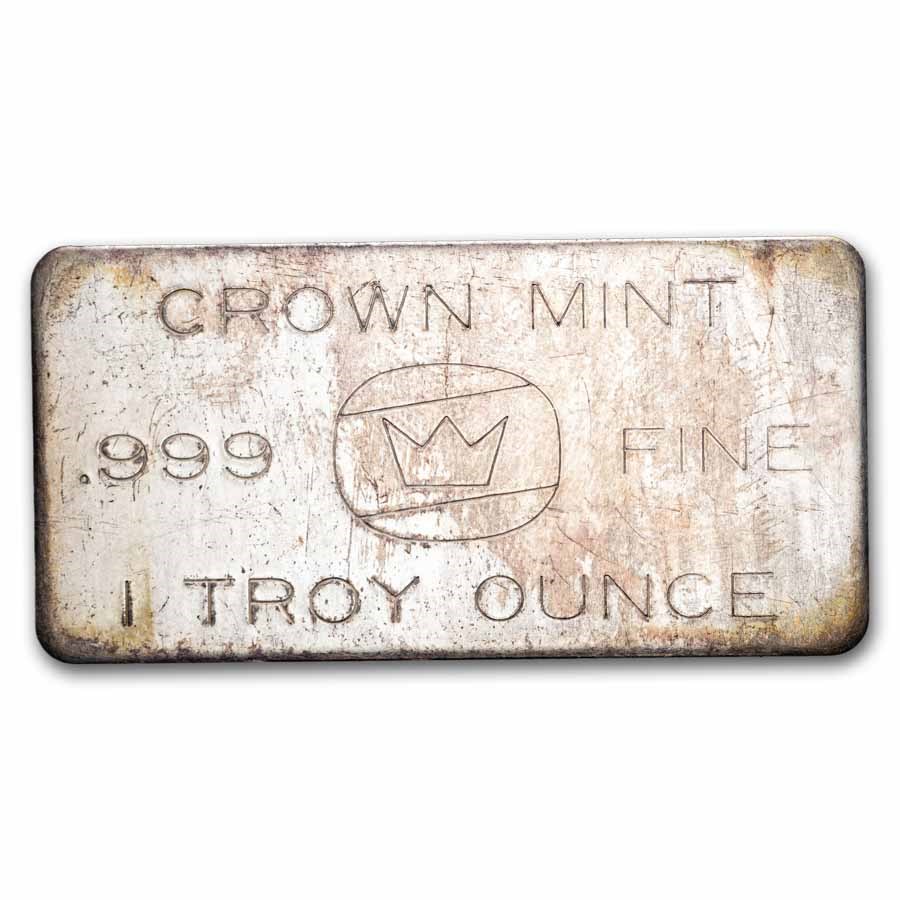 1 oz Silver Bar - Vintage Crown Mint