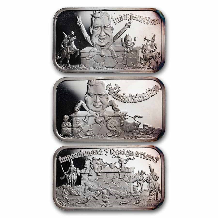 1 oz Silver Bar - Vintage Political Humpty Dumpty 3-Bar Set