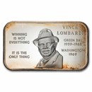 1 oz Silver Bar - Vintage Vince Lombardi (Packers NFL)