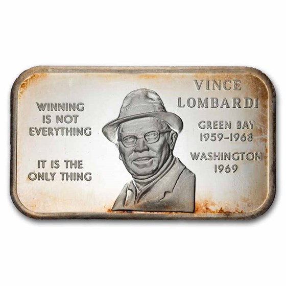 1 oz Silver Bar - Vintage Vince Lombardi (Packers NFL)